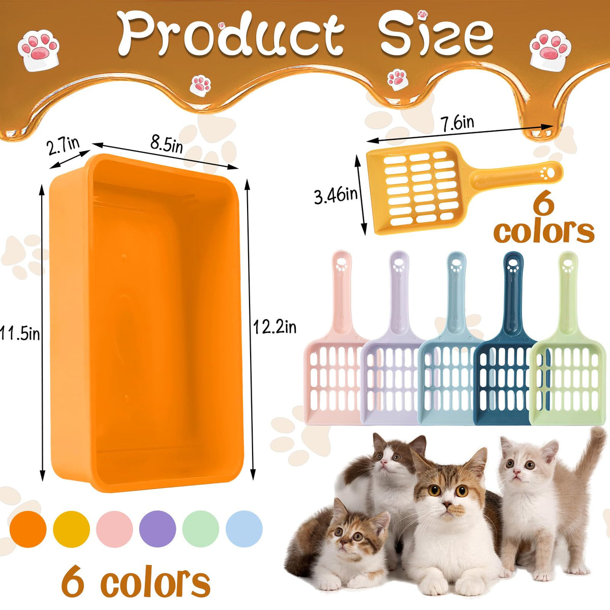 6 Pcs Plastic Kitten Litter Box Set with Scooper M13715
