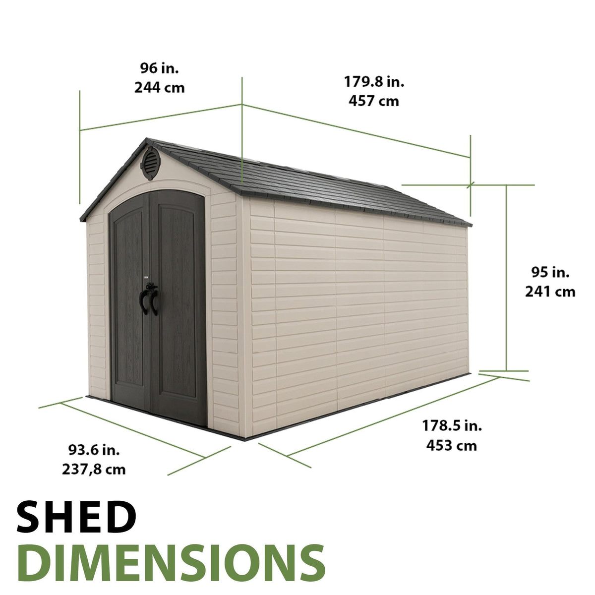 8x15 Ft Desert Sand Resin Outdoor Storage Shed H2943