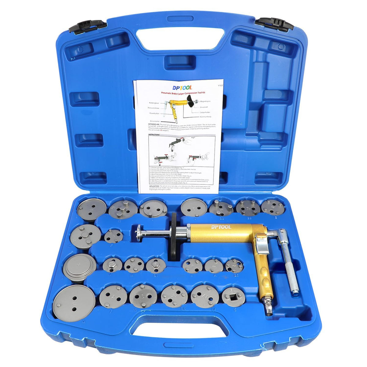 23Pc Pneumatic Brake Caliper Compression Tool Kit G3836