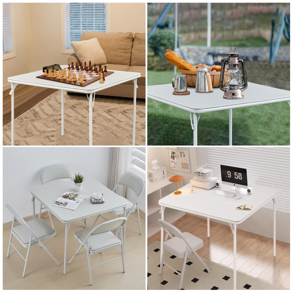 Square Folding Table with Collapsible Legs White B55960