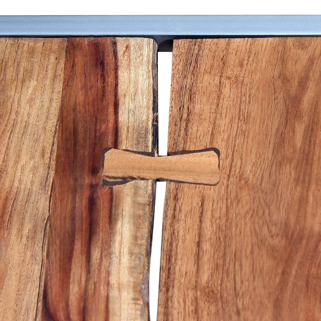 Acacia Wood and Steel Coffee Table Set of 2 Brown Q100230