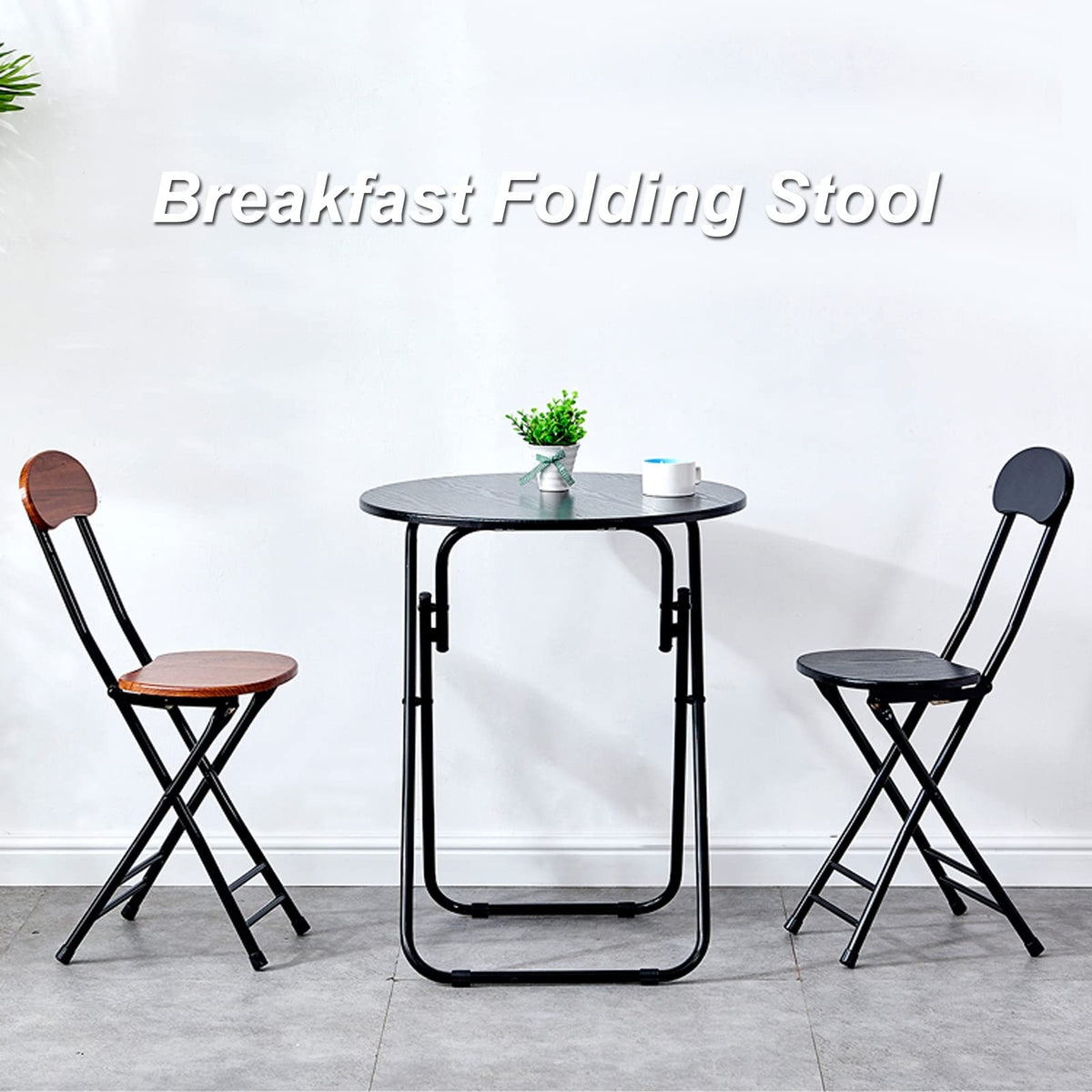 Black 18 Inch Folding Stool with Backrest and Footrest Z1148