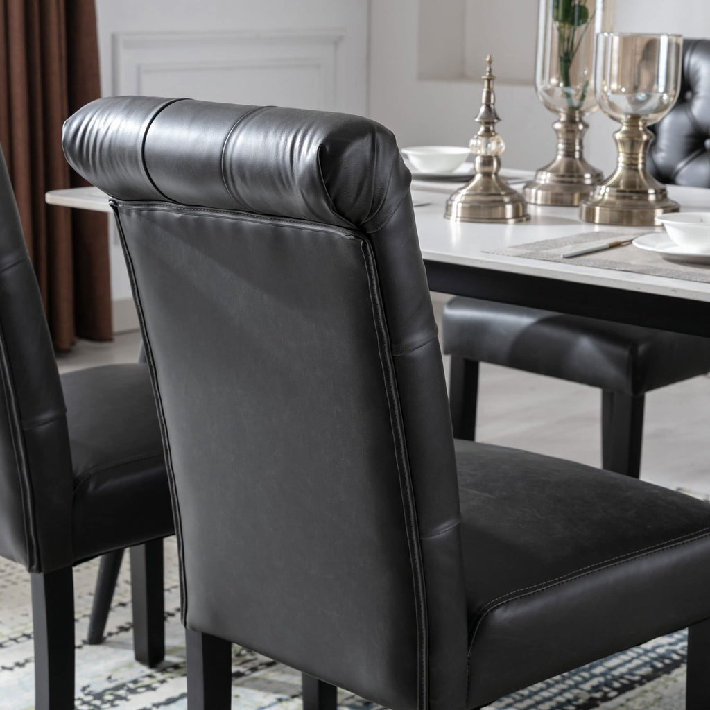 Black PU Leather Dining Chairs Set of 4 G95389