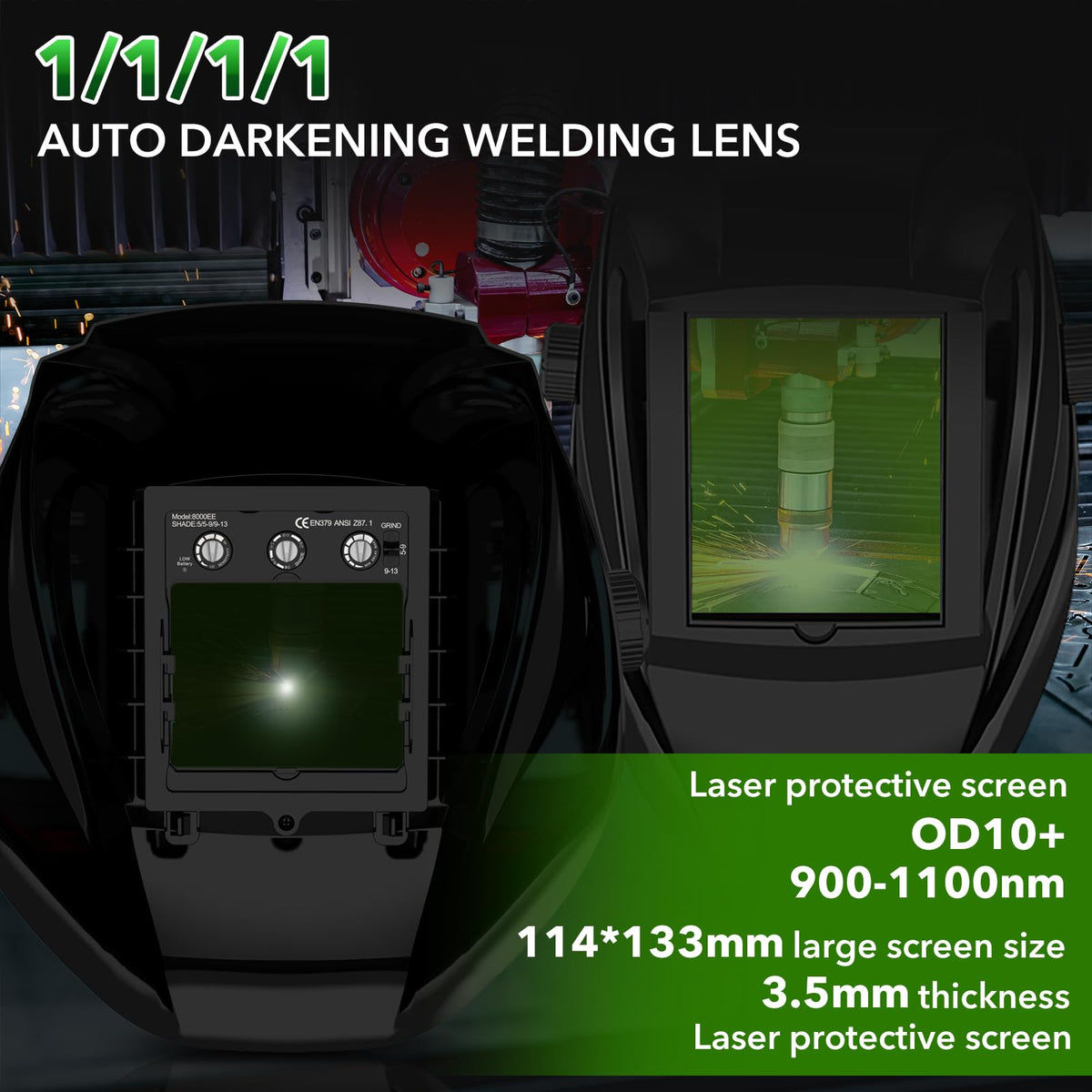Auto Darkening Welding Helmet OD10+ Large Viewing Protective Mask G6972