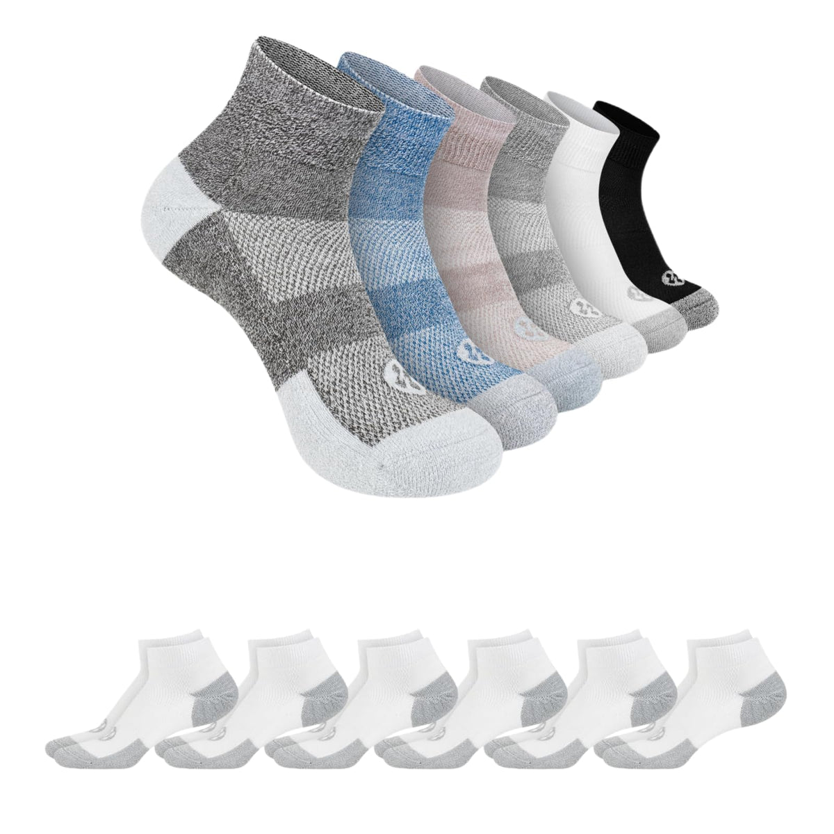 Diabetic Socks for Men, 12 Pairs Ankle & Low Cut Size 9-15 W125003