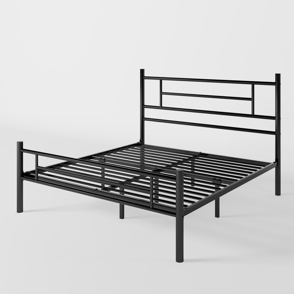 Full Size Black Metal Bed Frame with Headboard and Footboard D31777