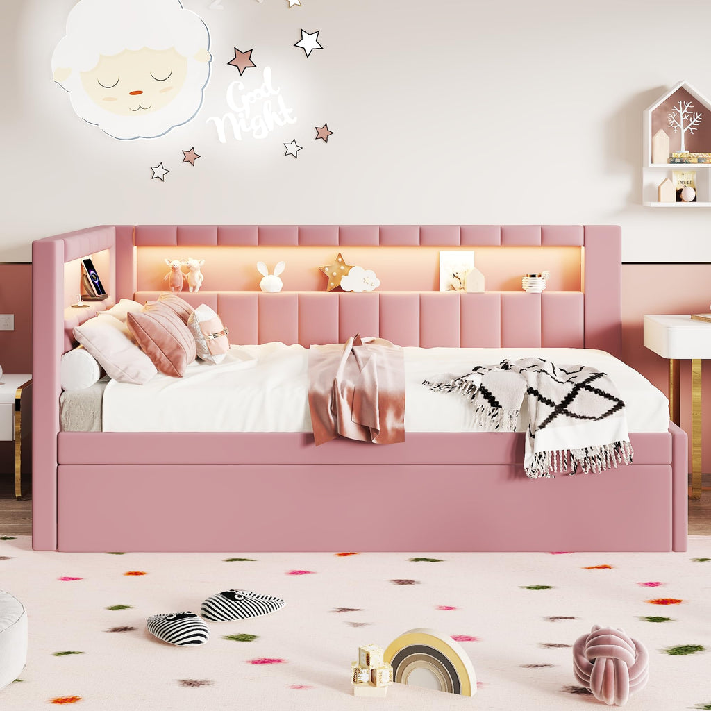 Pink Twin Size Daybed with Trundle K89433