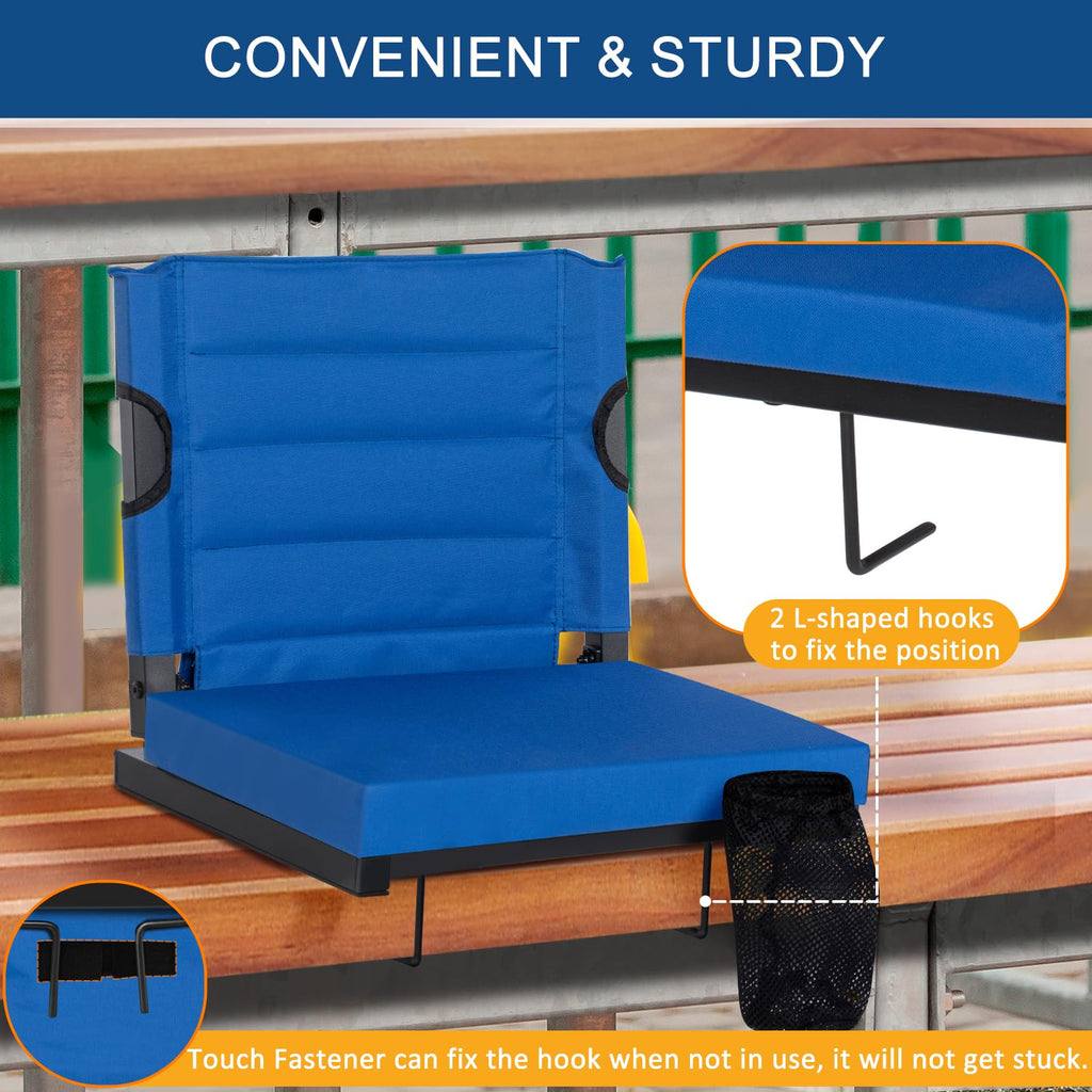 2 Pack Blue Stadium Seats for Bleachers with Back Support K23094