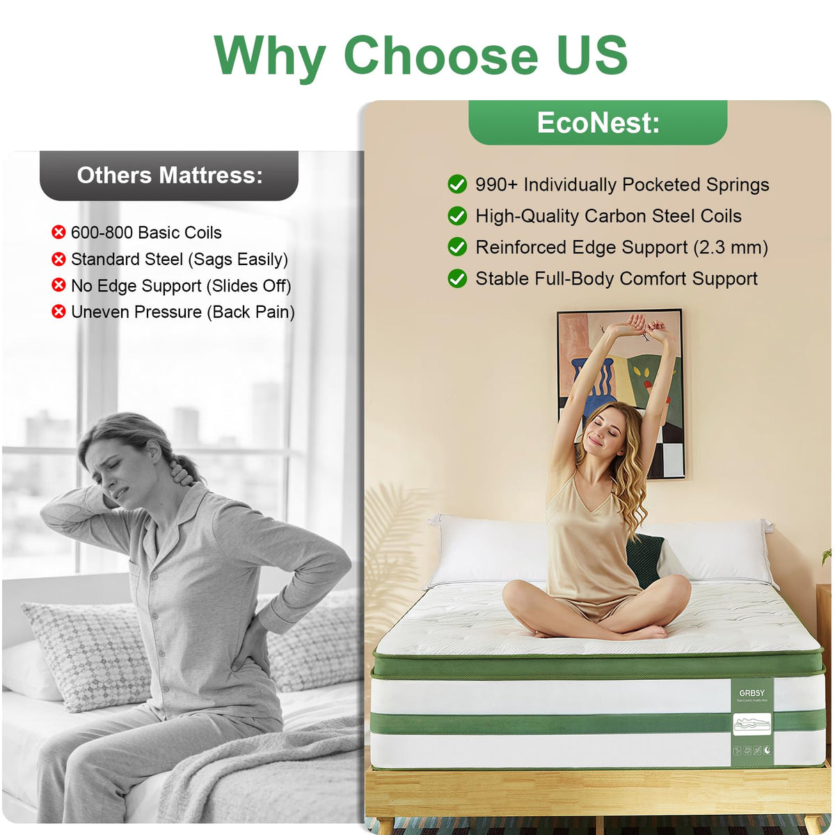 14 Inch Hybrid Memory Foam Full Size Mattress H709727
