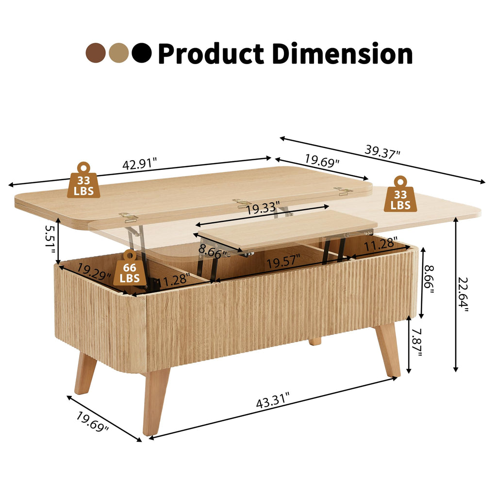 3 in 1 Lift Top Convertible Coffee Table with Storage A94389