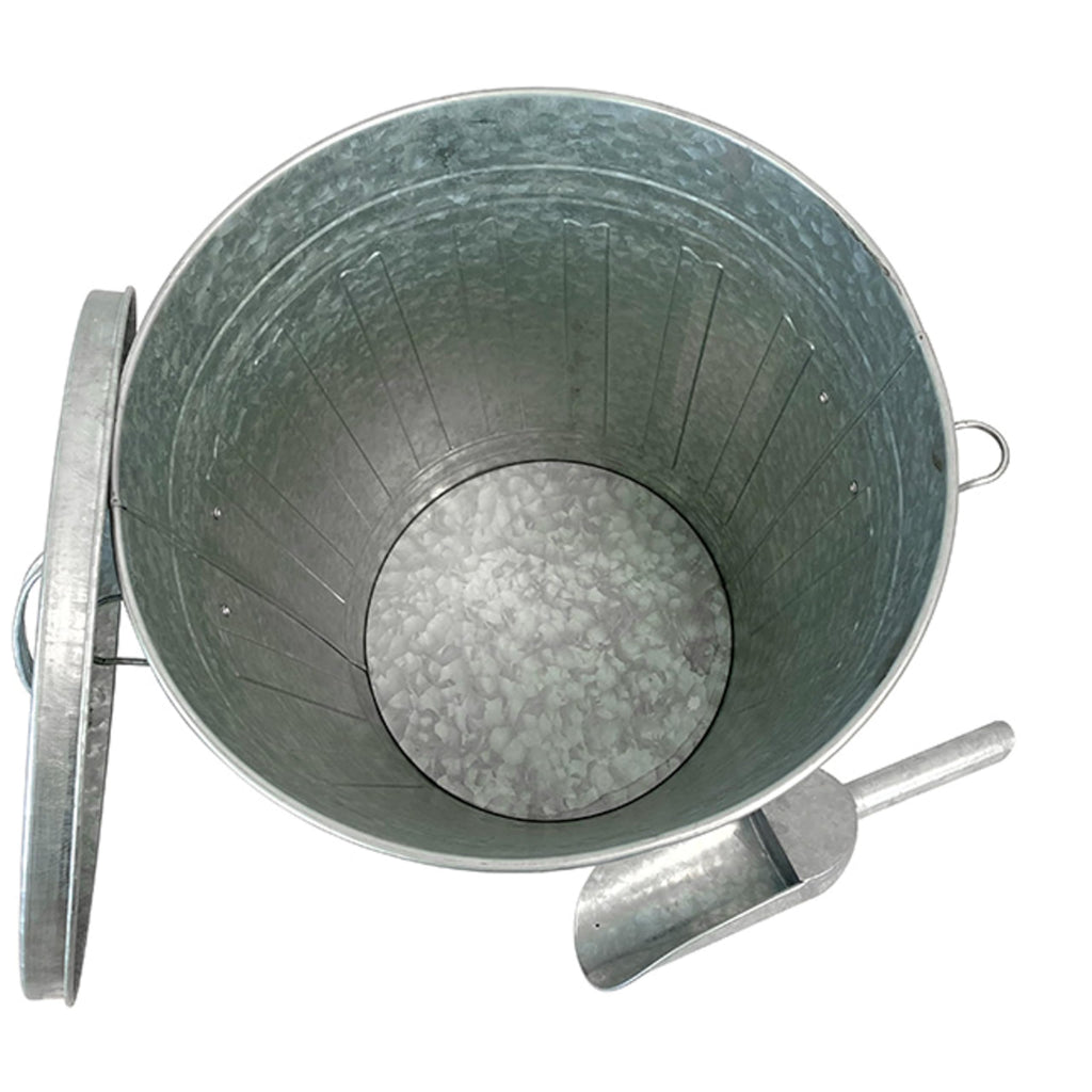 Galvanized Steel Bird Seed Storage Bucket Bin with Scoop I815