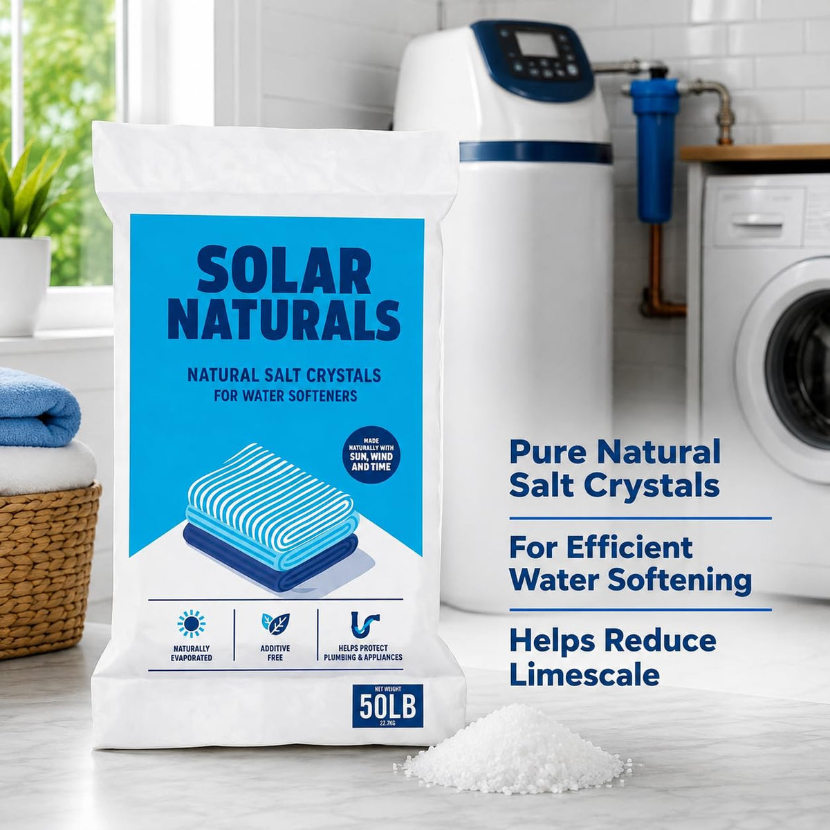 Natural Salt Crystals for Water Softeners, 50lb K37134
