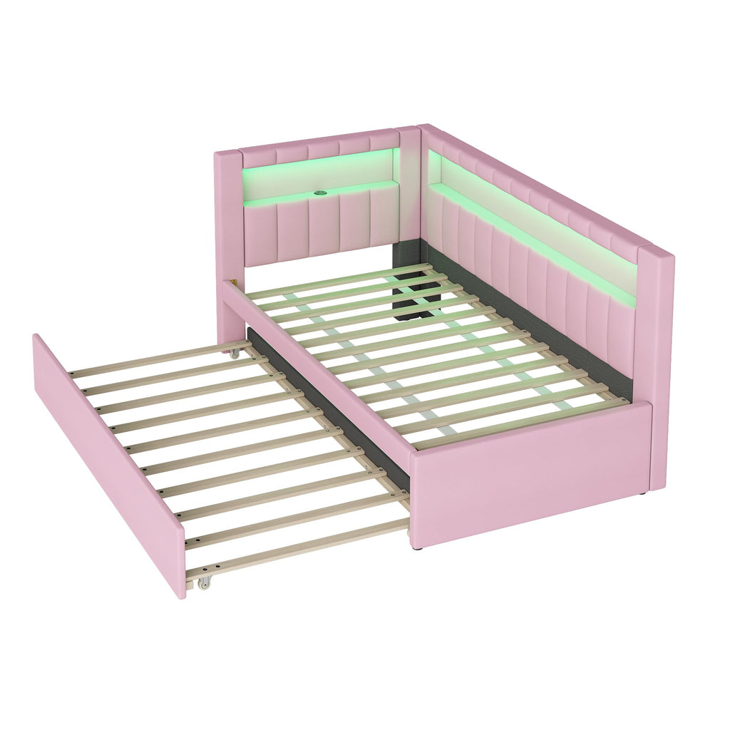 Pink Twin Size Daybed with Trundle K89433
