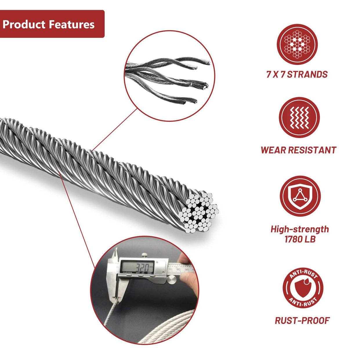 1/8 T316 Stainless Steel Cable 1000FT B502293