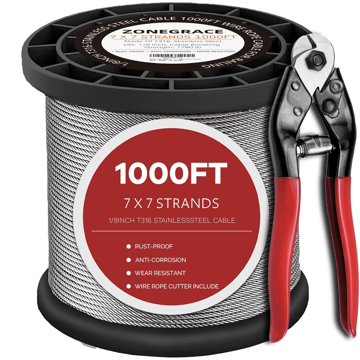 1/8 T316 Stainless Steel Cable 1000FT B502293