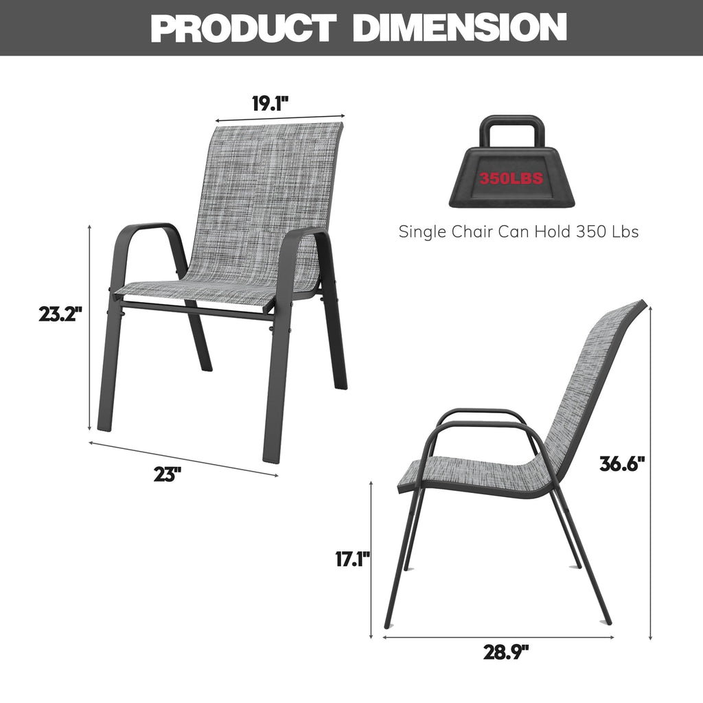 Grey Set of 4 Stackable Textilene Metal Patio Chairs W494040