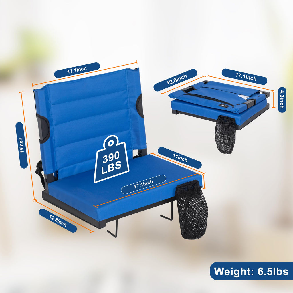 2 Pack Blue Stadium Seats for Bleachers with Back Support K23094