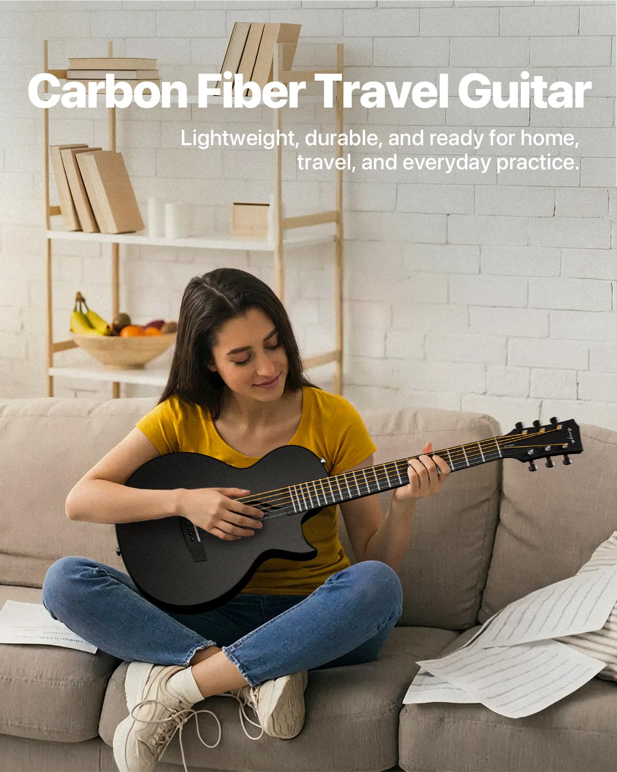 Carbon Fiber 35-Inch Smart Acoustic-Electric Travel Guitar D1292