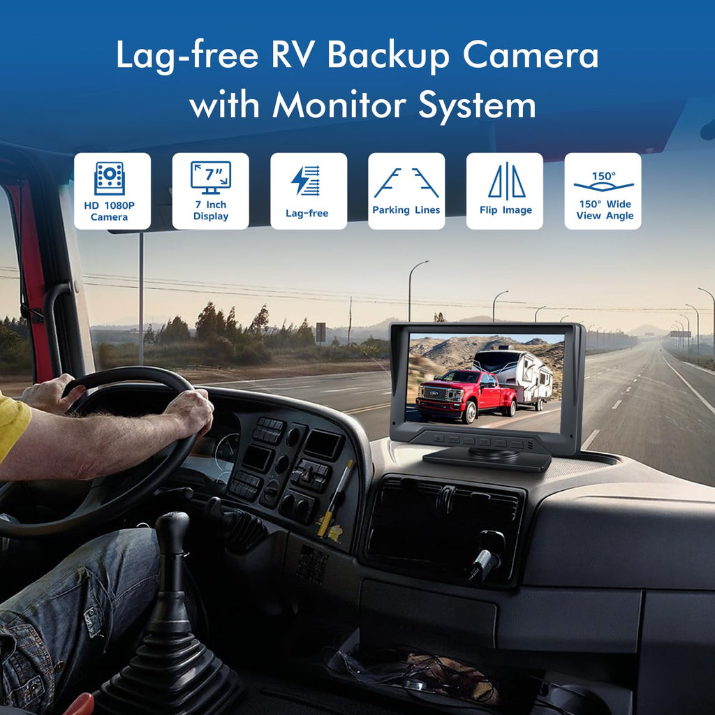 7'' Wired Dual RV Backup Camera System 1080P HD Q5047