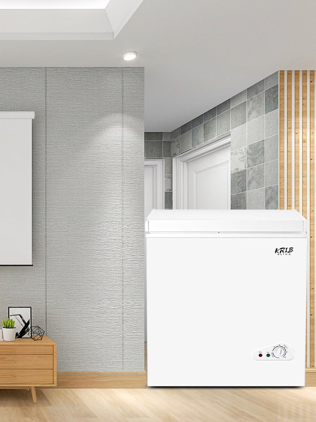 Compact Chest Freezer with Removable Storage Basket, 5.0 cu.ft, White Y96910