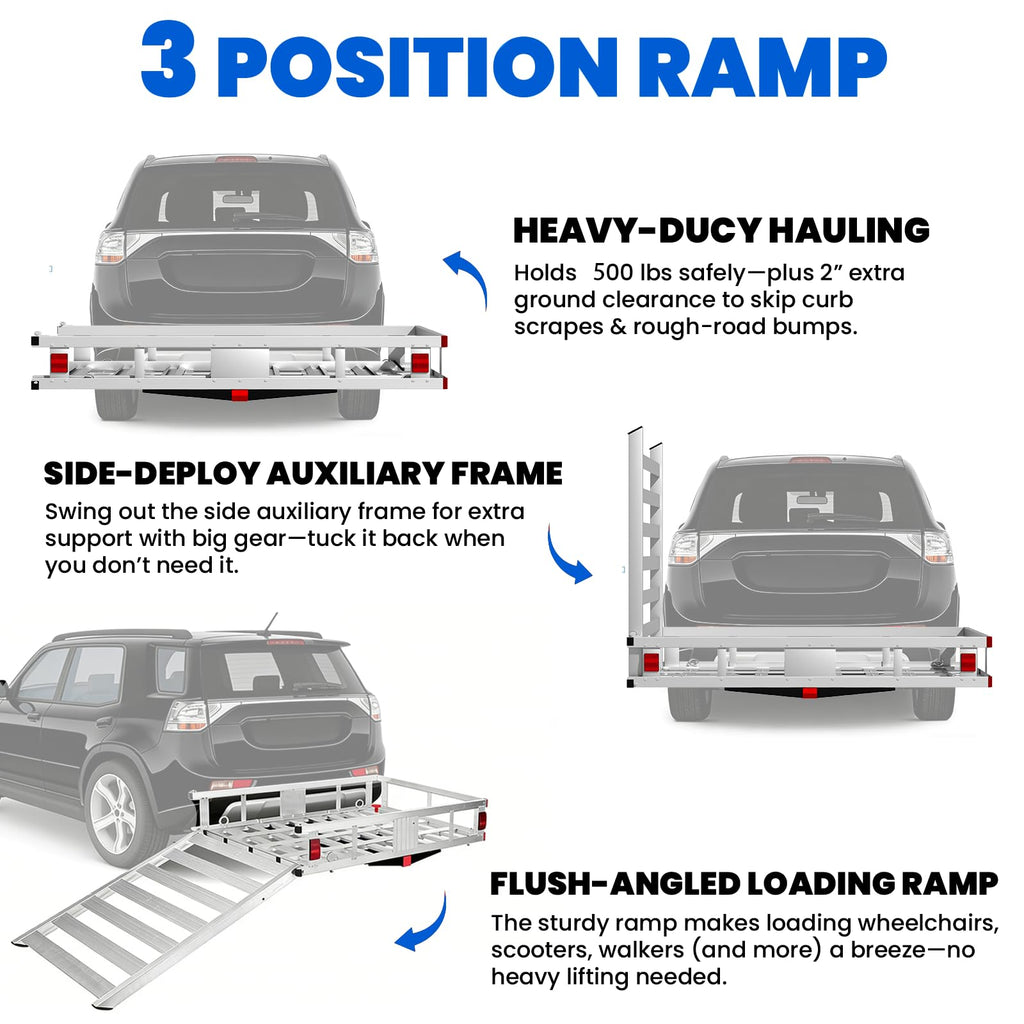 Hitch Cargo Carrier with Ramp, 500 lbs Capacity X697084