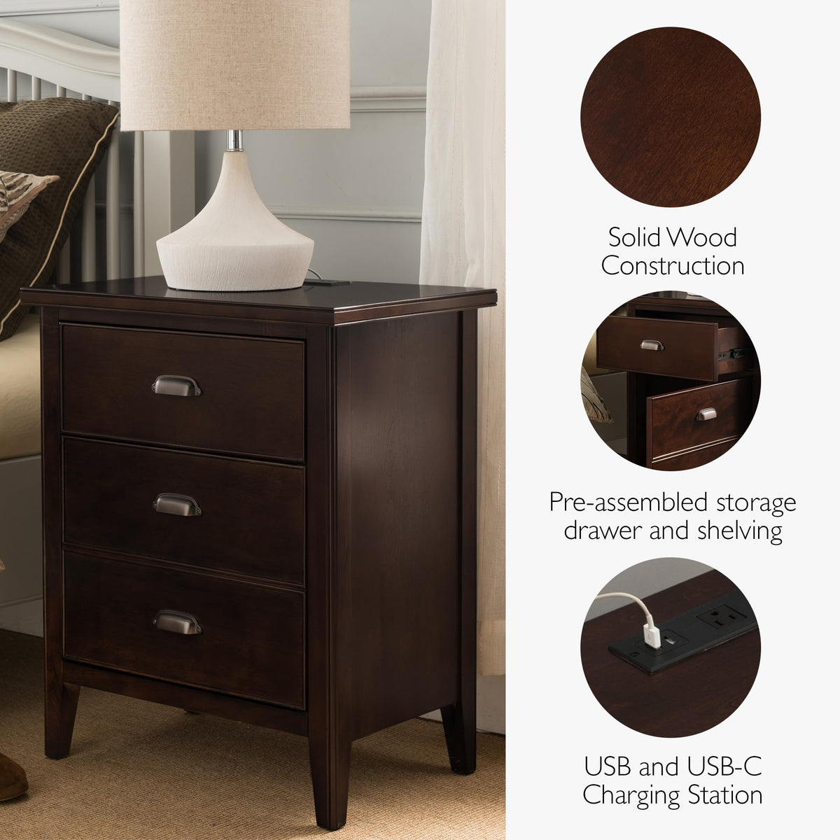 Chocolate Cherry Nightstand Side Table O13271