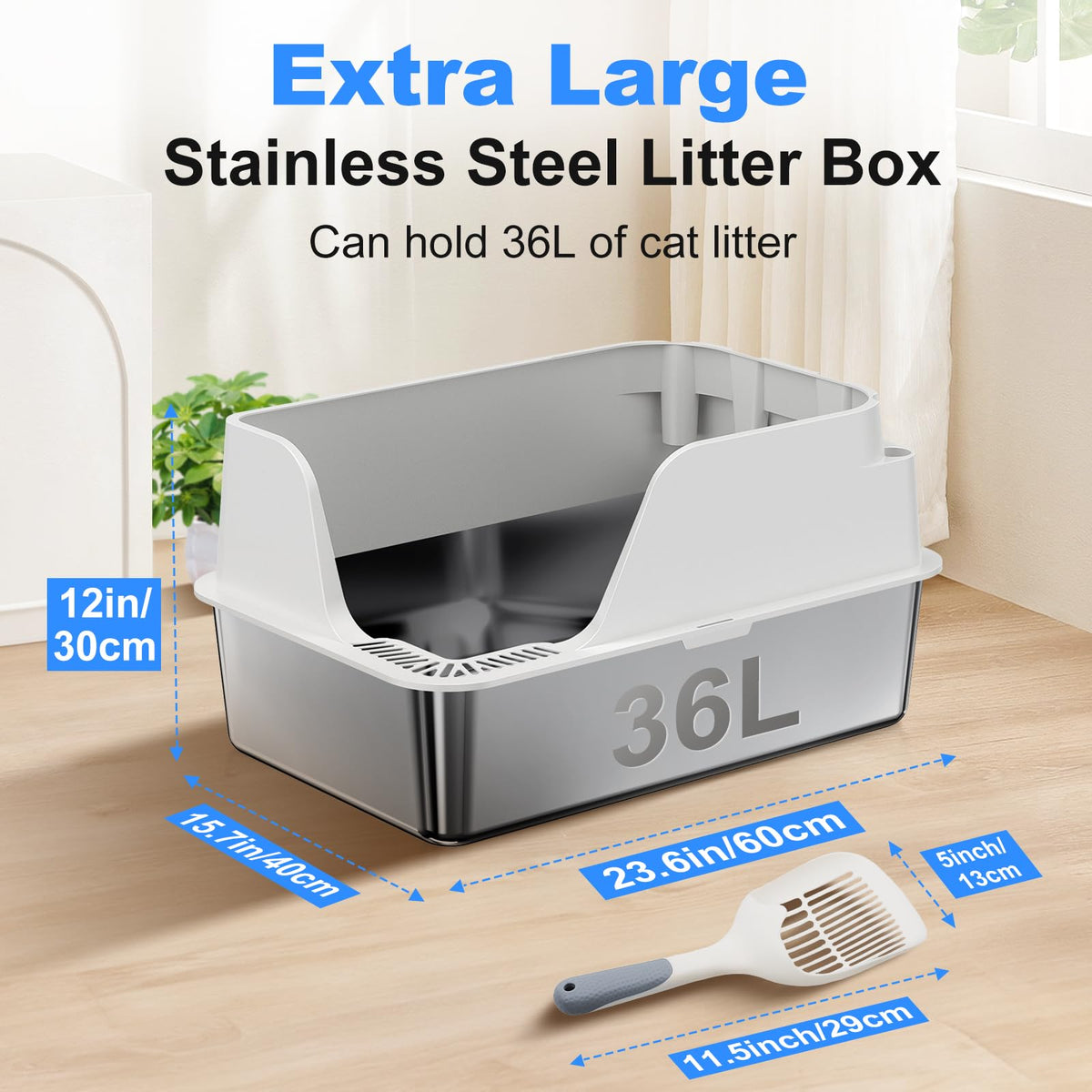 XL Non-Stick Stainless Steel Litter Box D52748