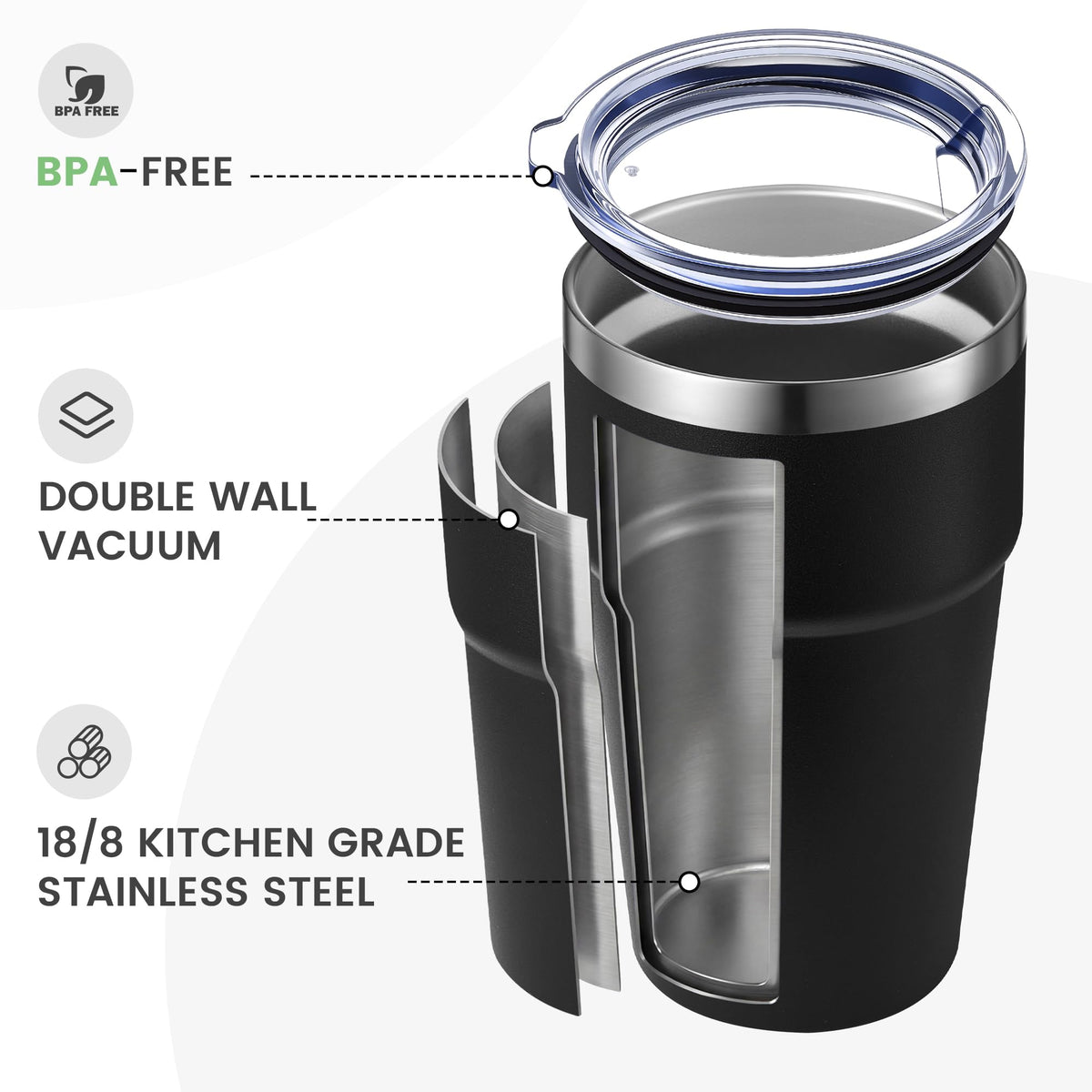 16oz Stainless Steel Insulated Tumbler with Lid L9343