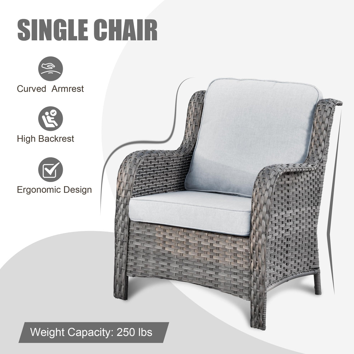 5 Piece Wicker Sofa Set with Fire Pit Table G232