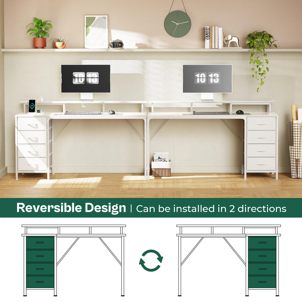 55 Inch White Computer Desk with 4 Drawers C699