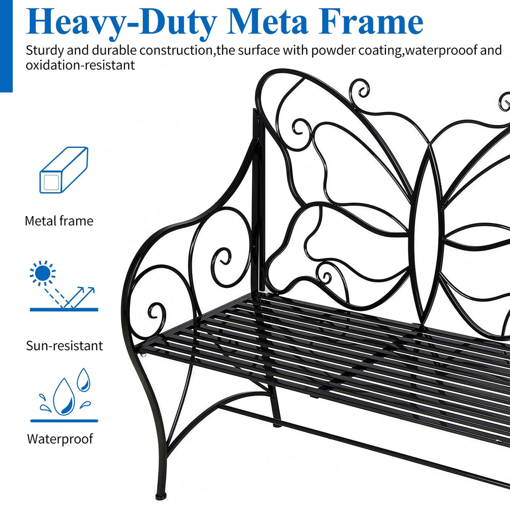 Outdoor Cast Iron Bench with Armrests Double Seats I403