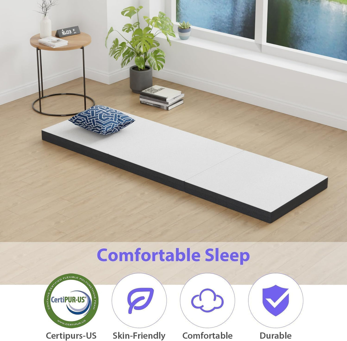 3 inch Tri Fold Memory Foam Mattress with Mesh Cover Y5025