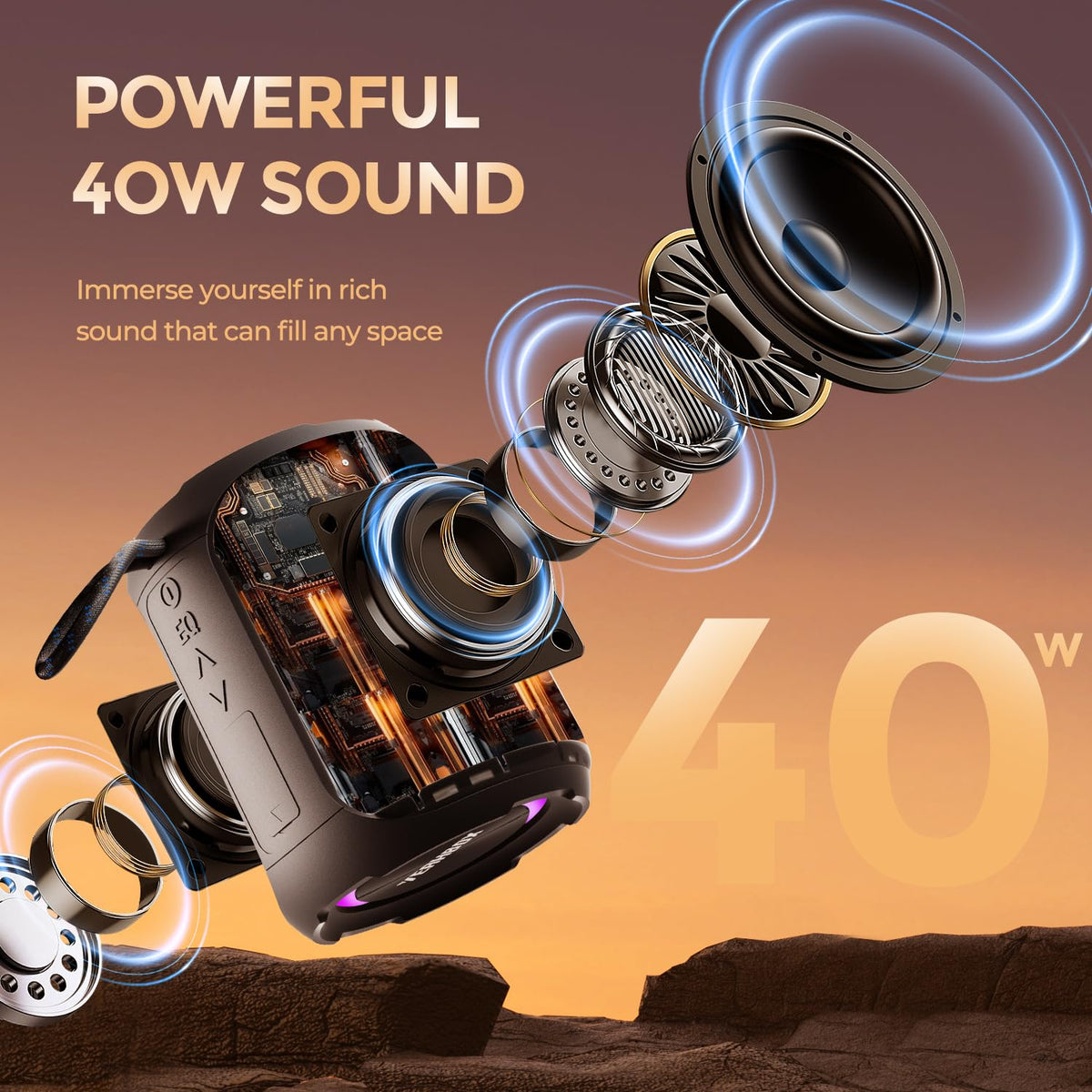 Portable Bluetooth Speaker 40W IPX7 Waterproof S728784