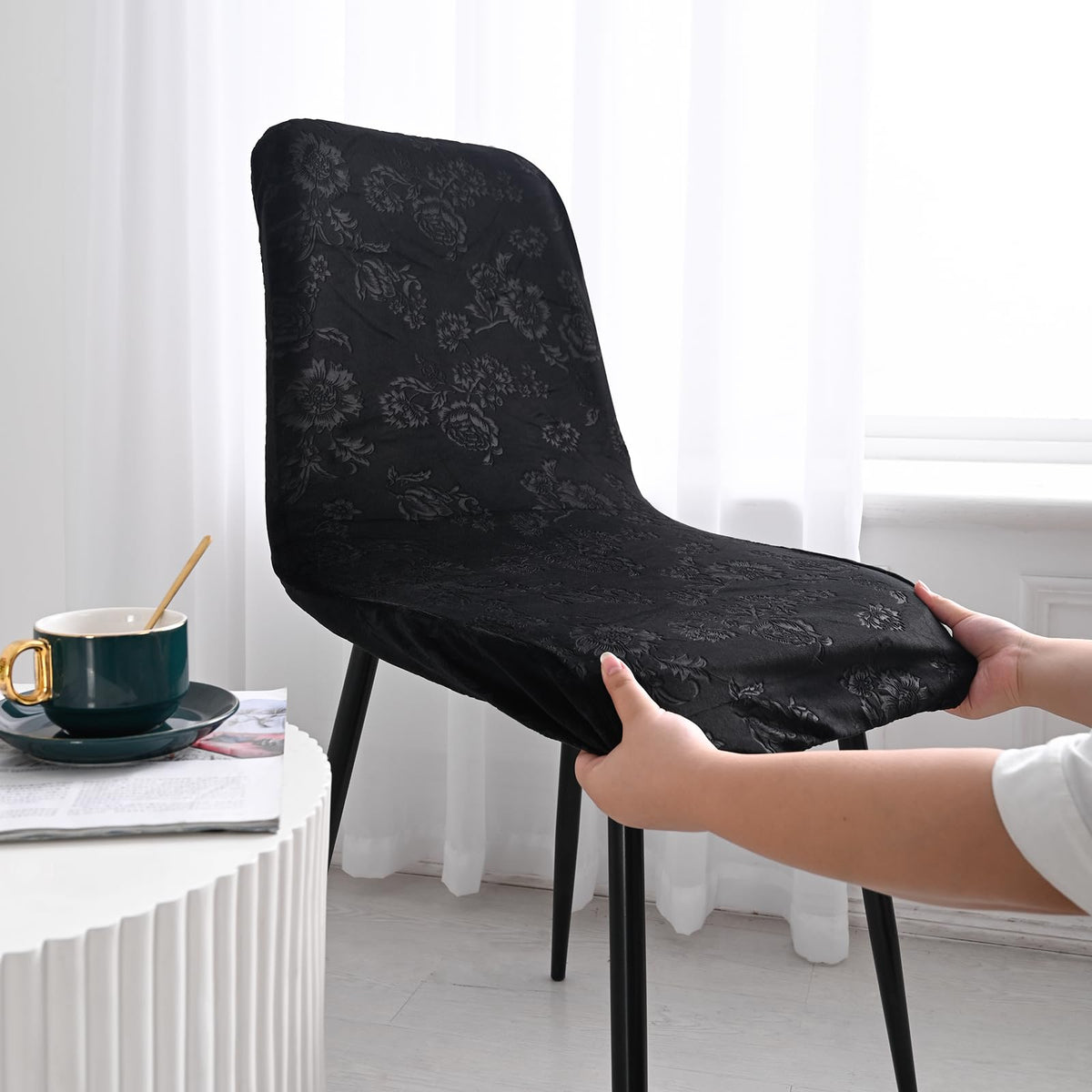Stretch Removable Jacquard Dining Chair Covers Set W244
