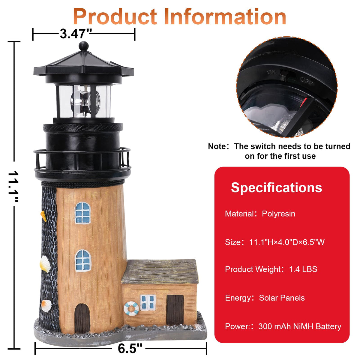 Solar Lighthouse with Rotating Beacon K37752