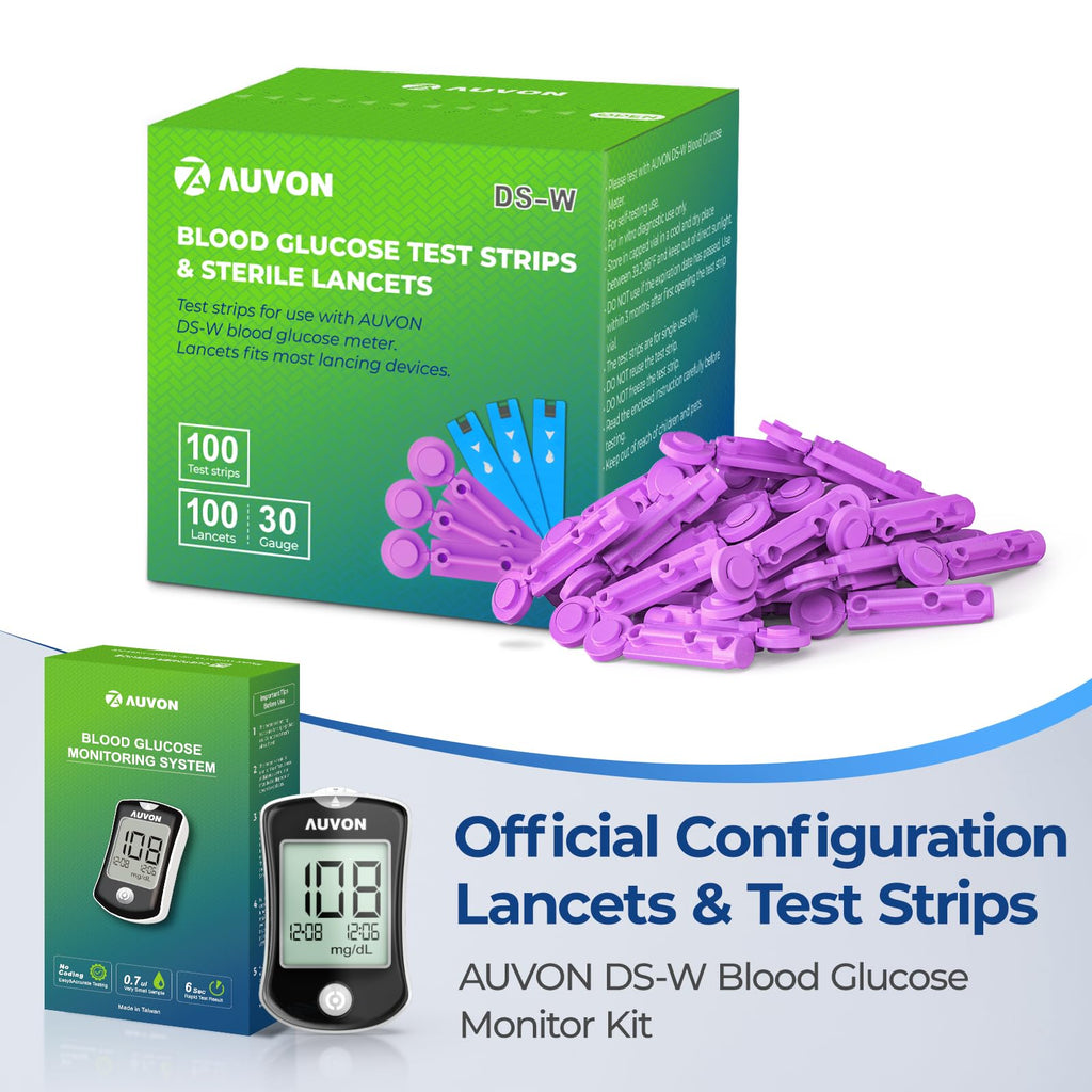 Blood Glucose Test Strips & Lancets Kit, 100 Pack, 30 Gauge H21158