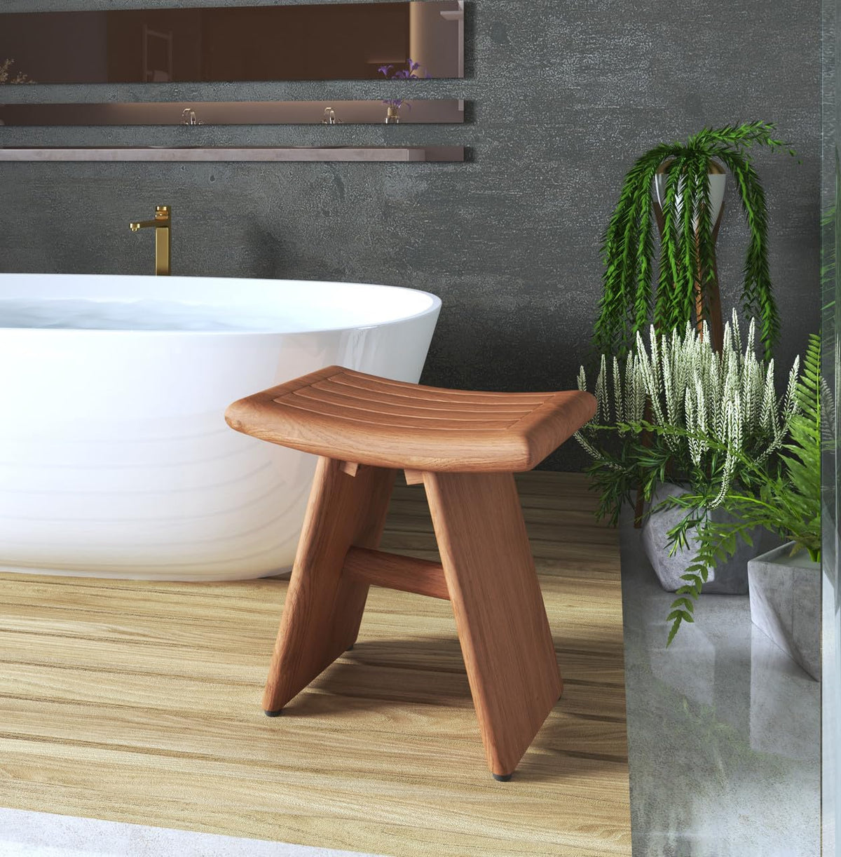 18" Slatted Teak Shower Bench D524