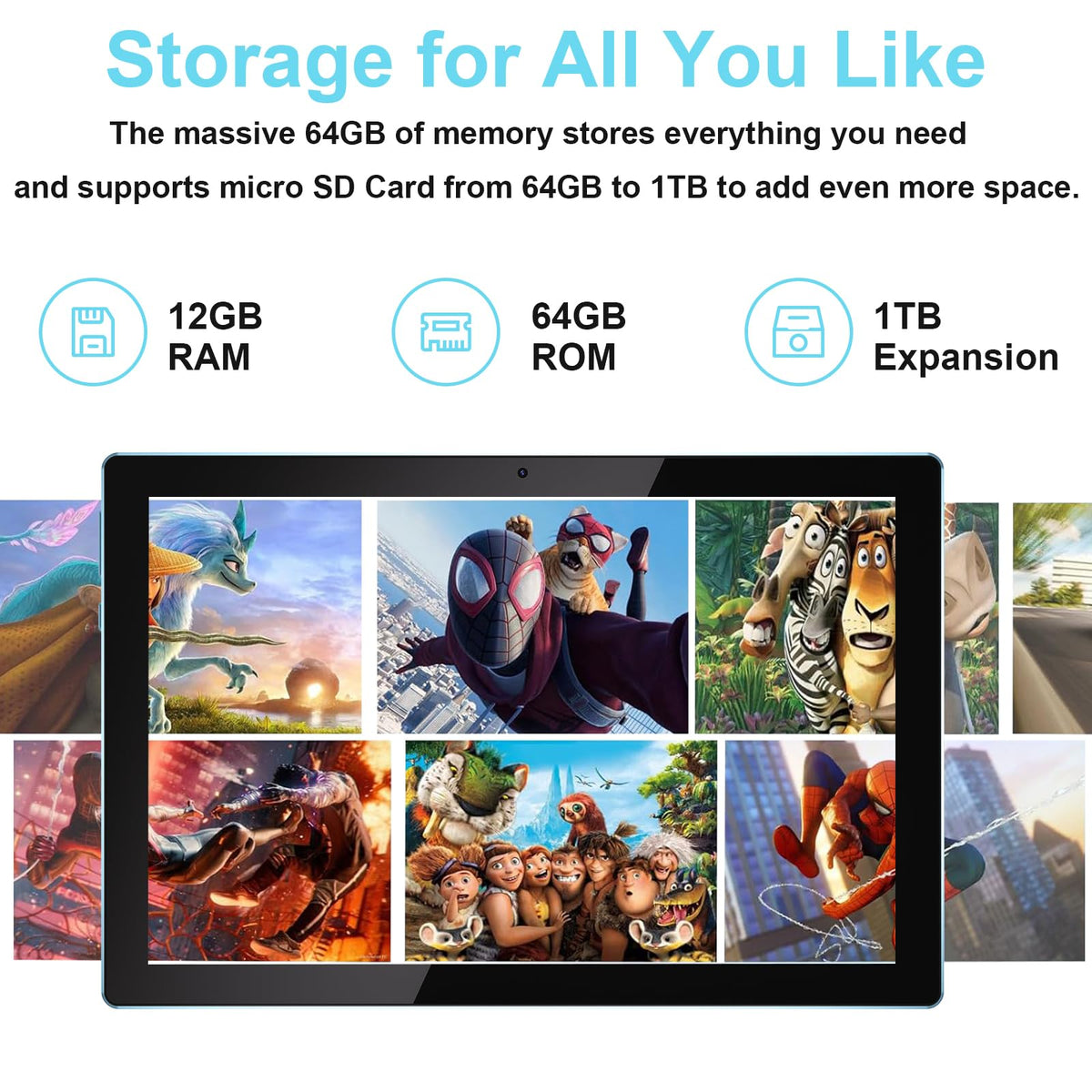 10 Inch Android Tablet 64GB 12GB RAM 6000mAh WiFi-6 N460827