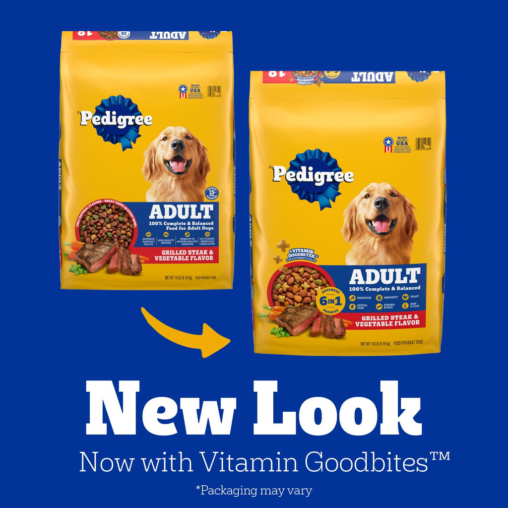 Adult Complete Nutrition Dry Dog Food Steak & Vegetable 18 lb W453502
