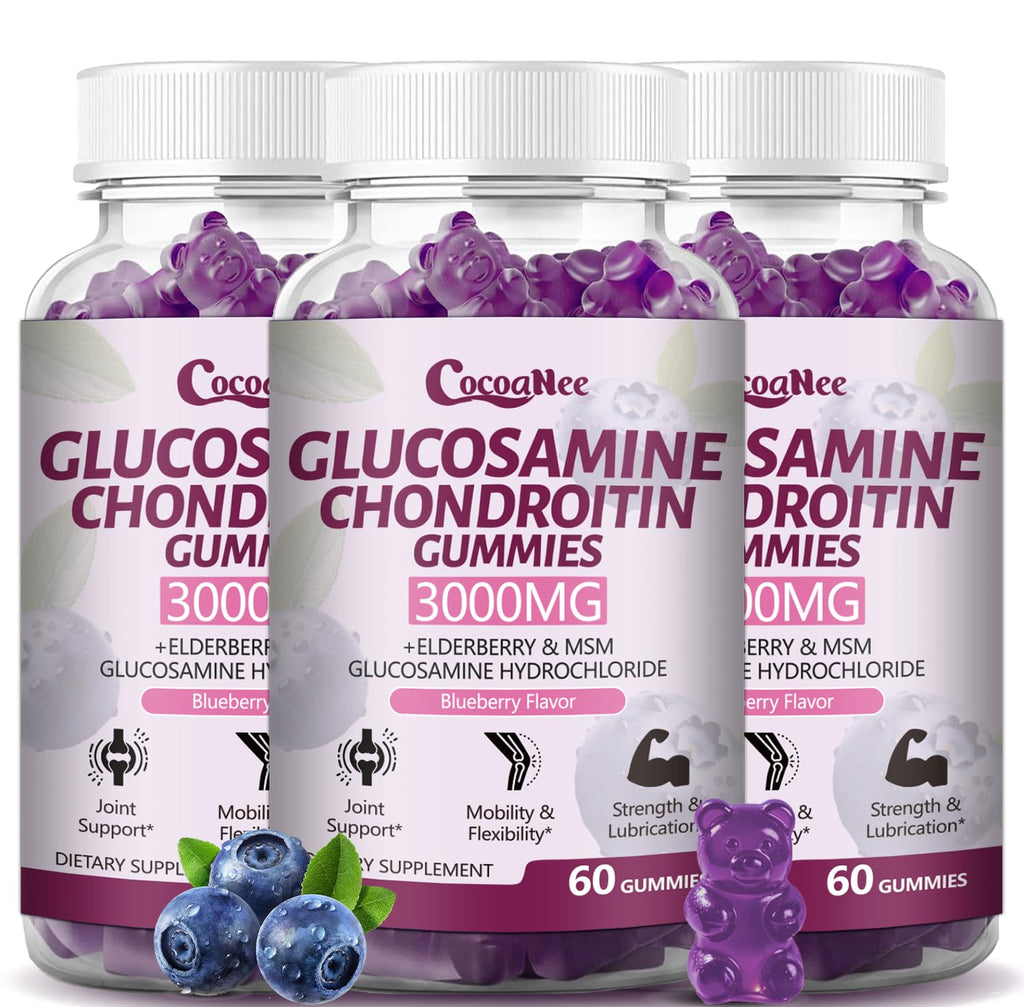 3000MG Glucosamine Chondroitin Gummies with MSM & Elderberry 180Cts H23680