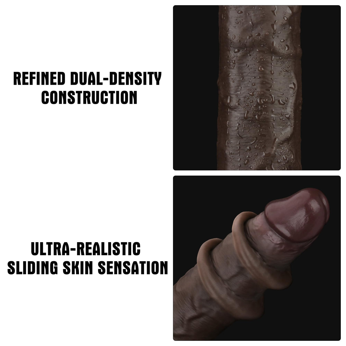 Black 7.5 Inch Dual Density Silicone Dildo I98374
