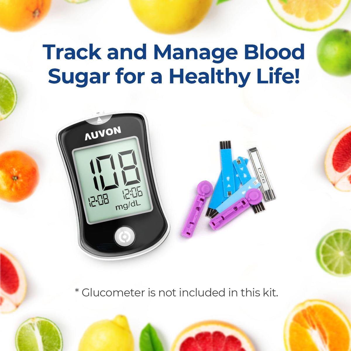 Blood Glucose Test Strips & Lancets Kit, 100 Pack, 30 Gauge H21158