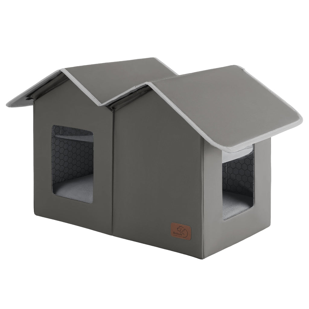 Weatherproof Outdoor Cat House with Raised Base J4438