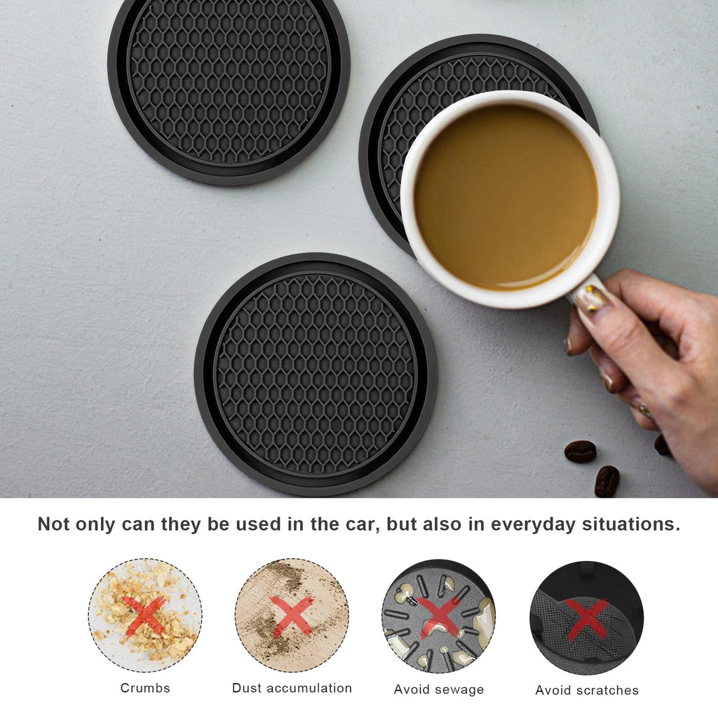 Black Non-Slip Silicone Car Cup Coasters X989