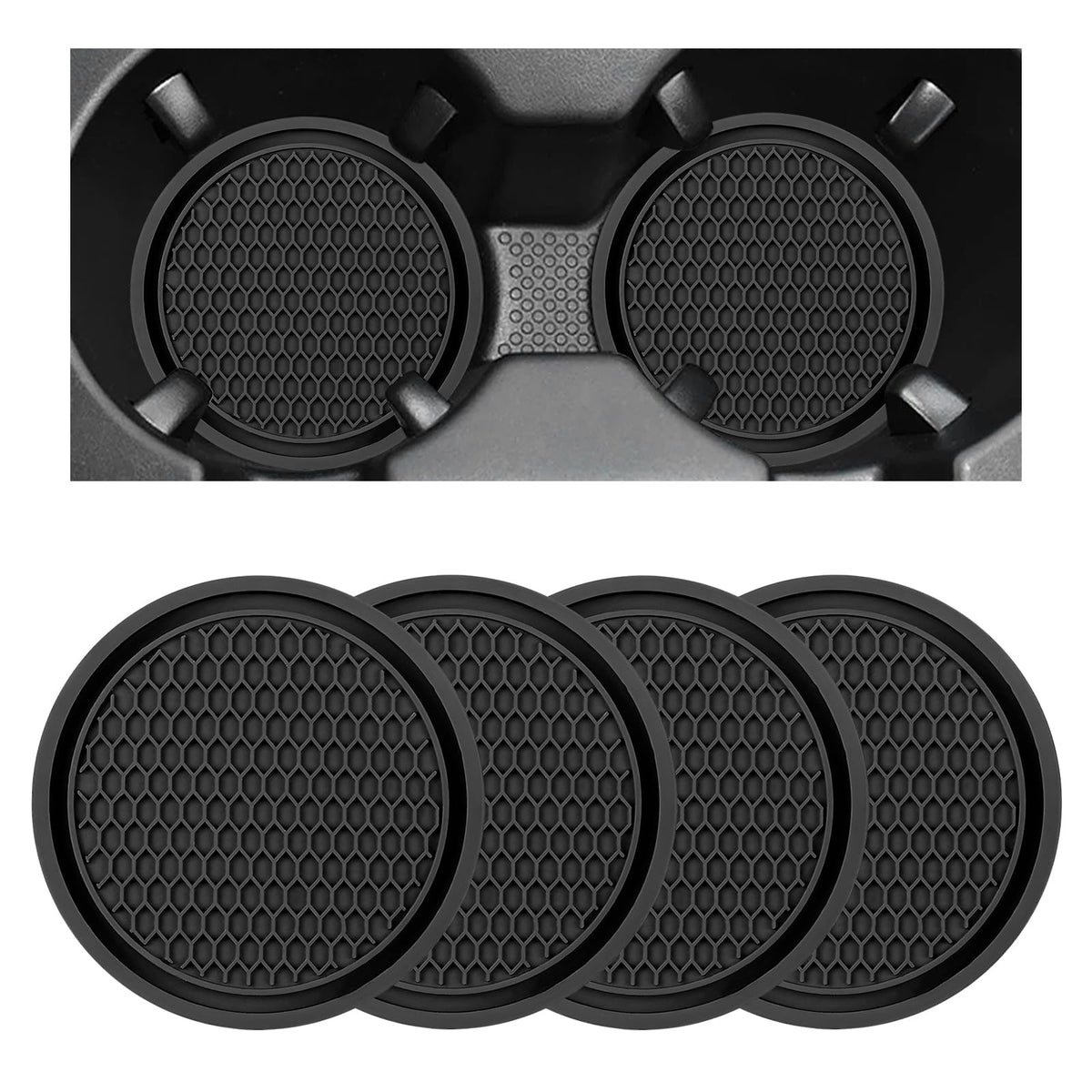 Black Non-Slip Silicone Car Cup Coasters X989