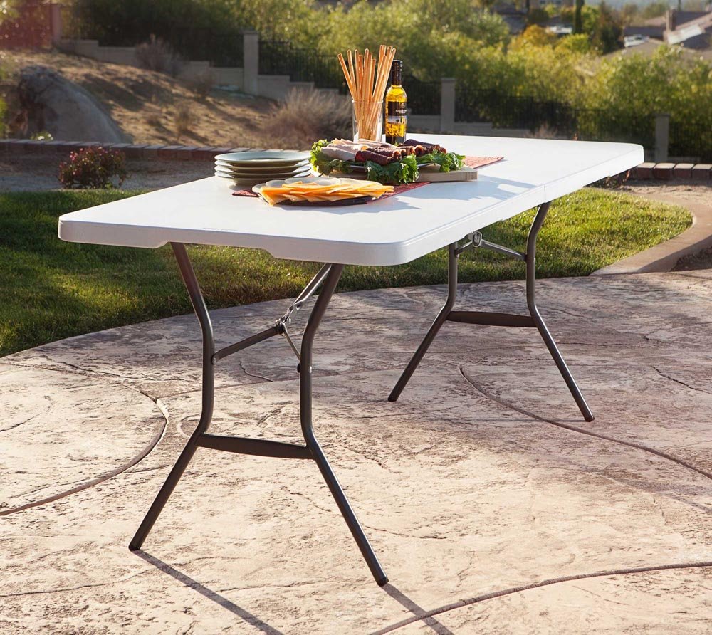 6 Feet White Granite Folding Table D631
