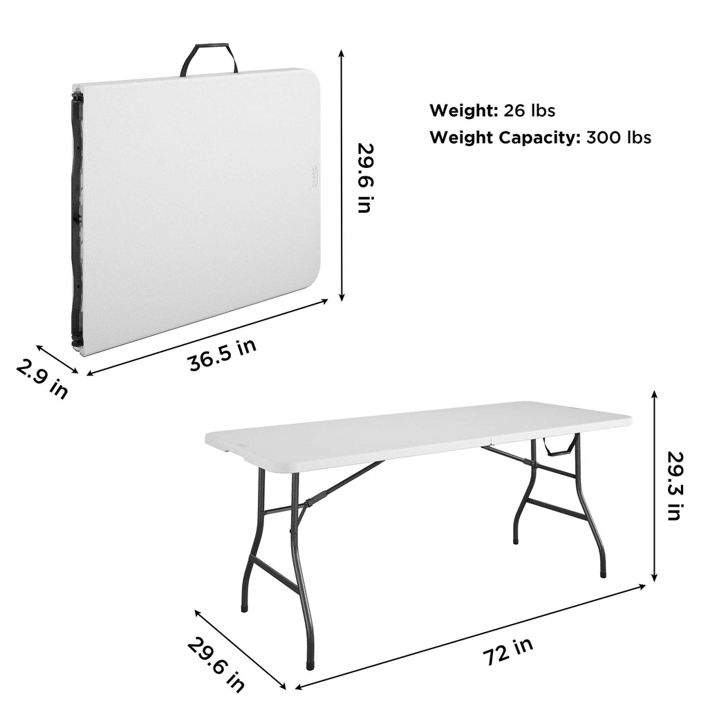 6ft White Blow Molded Folding Table L73650