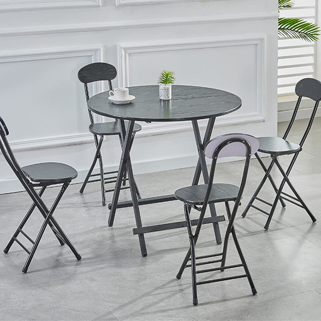 Black 18 Inch Folding Stool with Backrest and Footrest Z1148