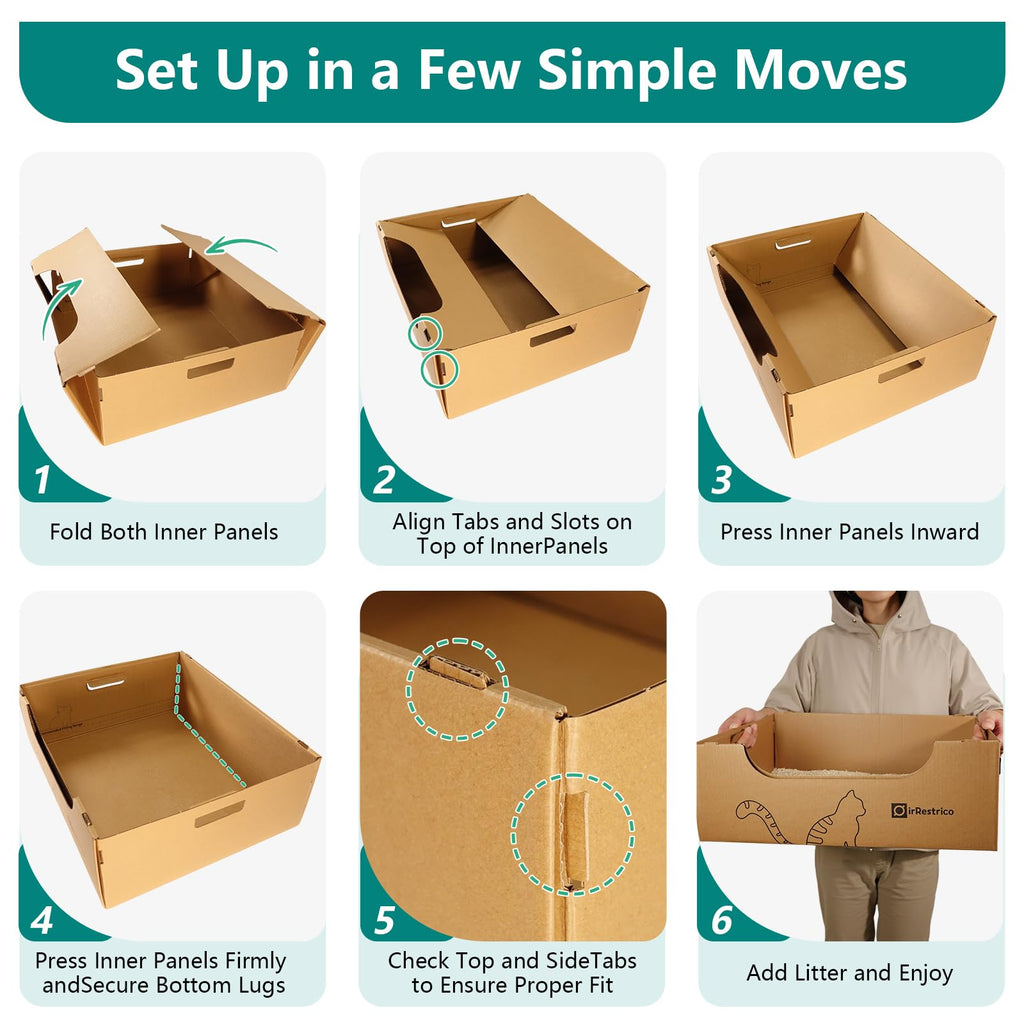 3-Pack Jumbo Disposable Cardboard Cat Litter Box A537467