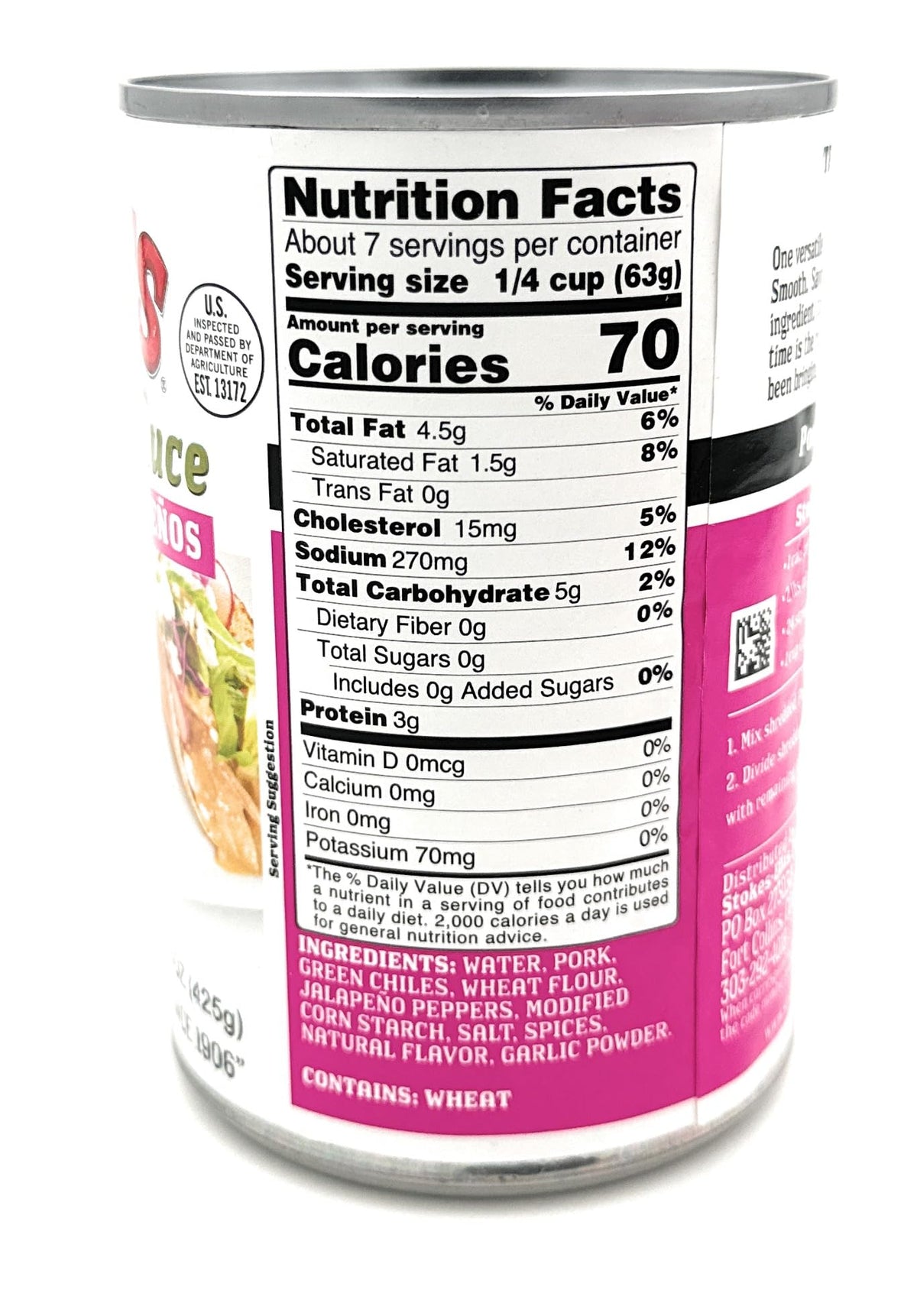 Green Chile Sauce with Pork and Jalapenos Pack of 6 P733
